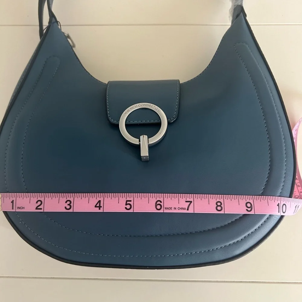 NWT FRENCH CONNECTION Smooth Ring Closure Shoulder Hobo Bag Legion Blue